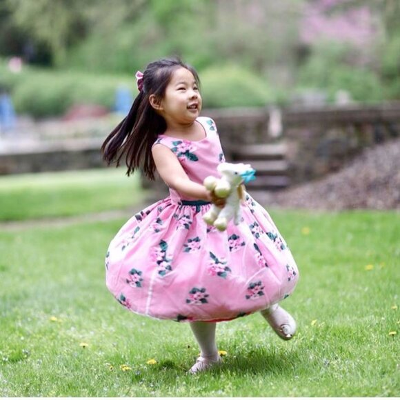 PIPPA & JULIE Pink and green floral toddler dress - Picture 2 of 9